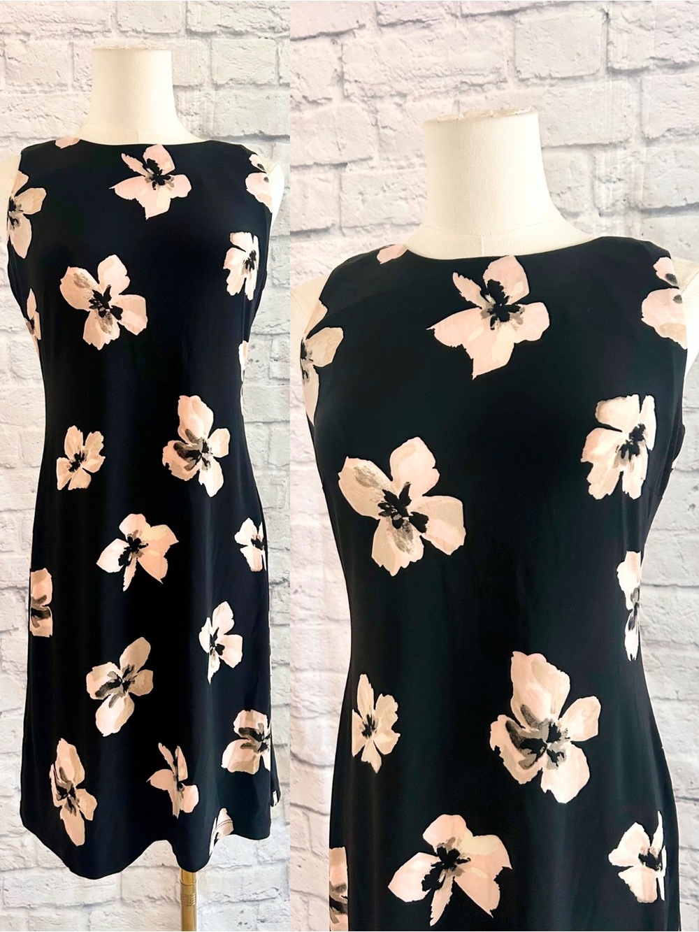NWT Tommy Hilfiger Dress Black Blush Pink Floral Office Career Day to Evening